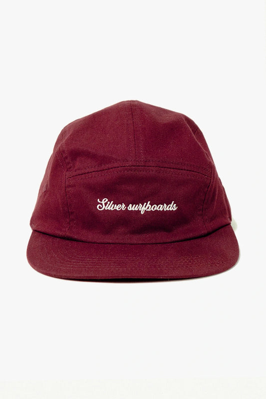 Silver Five Panel Cap - Burgundy