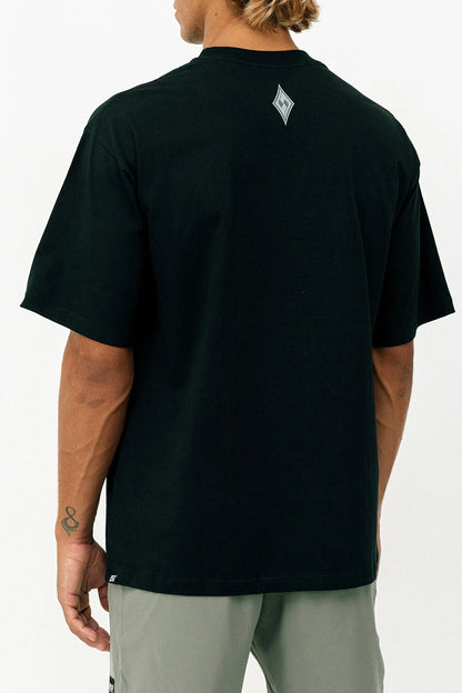 Silver Escrito Over Oversized T-Shirt – Black