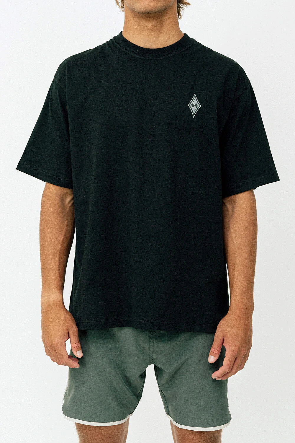 Silver Mini Logo - Oversized T - Shirt - Black