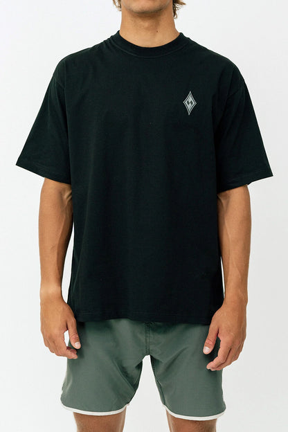 Silver Mini Logo - Oversized T - Shirt - Black