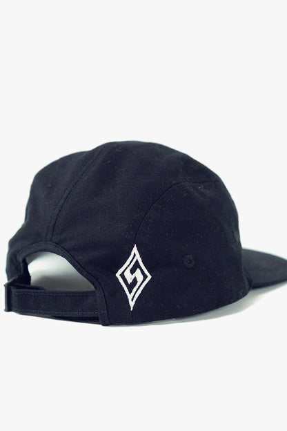 Silver Five Panel Cap - Black