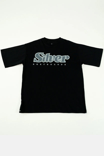 Silver Escrito Over Oversized T-Shirt – Black
