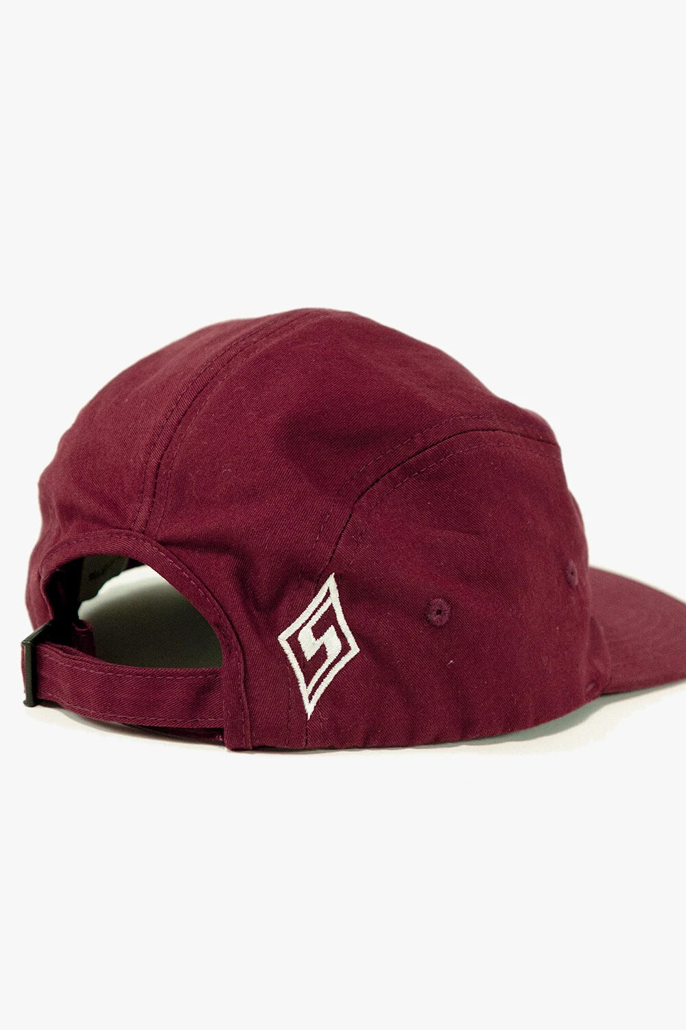 Silver Five Panel Cap - Burgundy