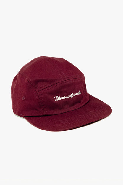 Silver Five Panel Cap - Burgundy