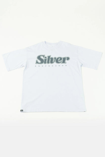 Silver Escrito Over Oversized T-Shirt – White