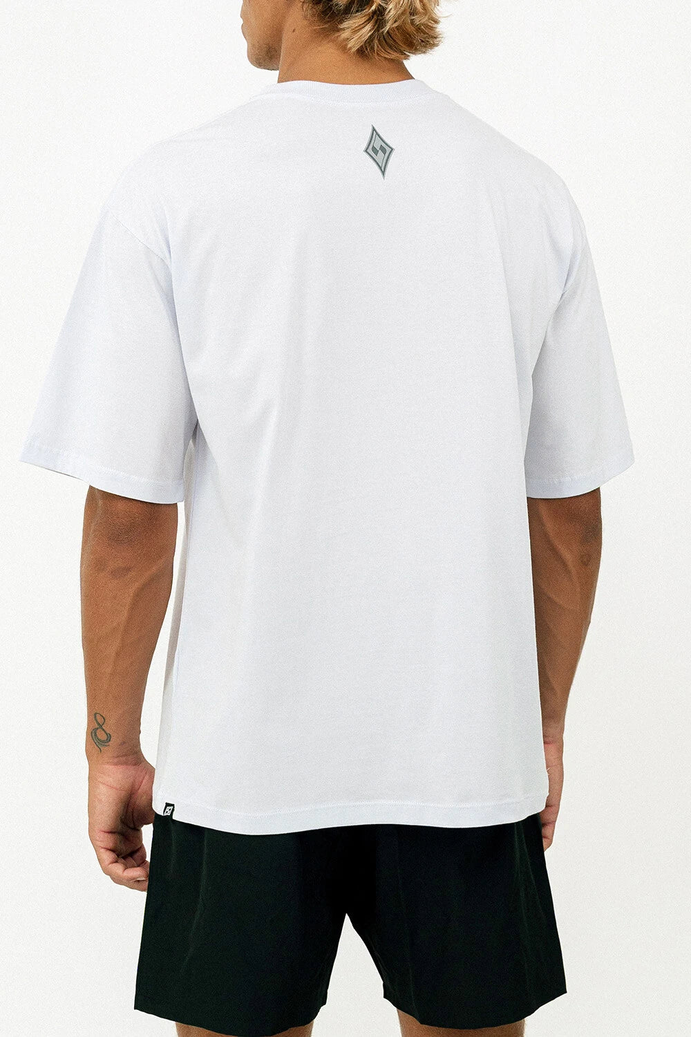 Silver Escrito Over Oversized T-Shirt – White