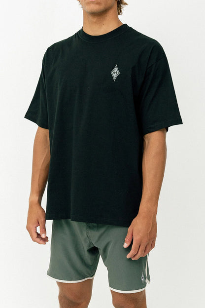 Silver Mini Logo - Oversized T - Shirt - Black