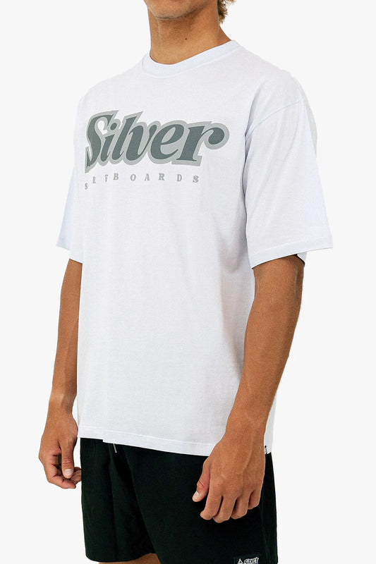 Silver Escrito Over Oversized T-Shirt – White
