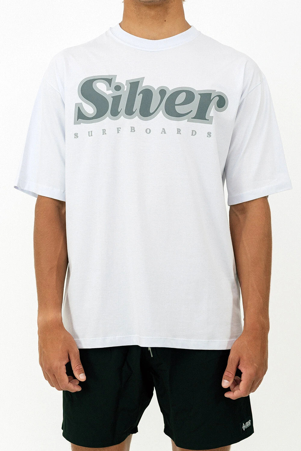 Silver Escrito Over Oversized T-Shirt – White